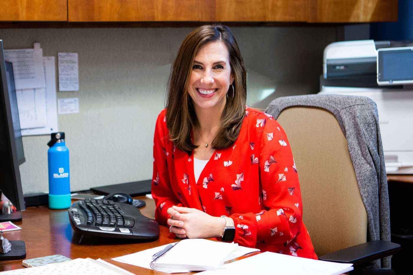 Meghan Johnson in the office.